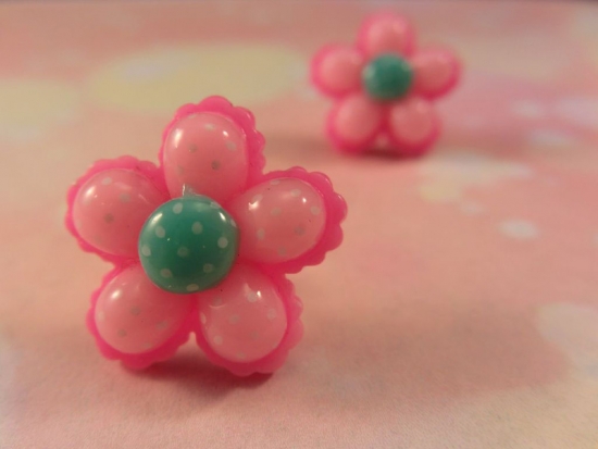 Preview: Candy Blume Ohrstecker Blüte rosa pink